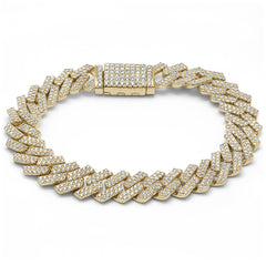 SPECIAL! 13MM 8.25ct G SI 14K Yellow Gold Diamond Square Cuban Bracelet 8"