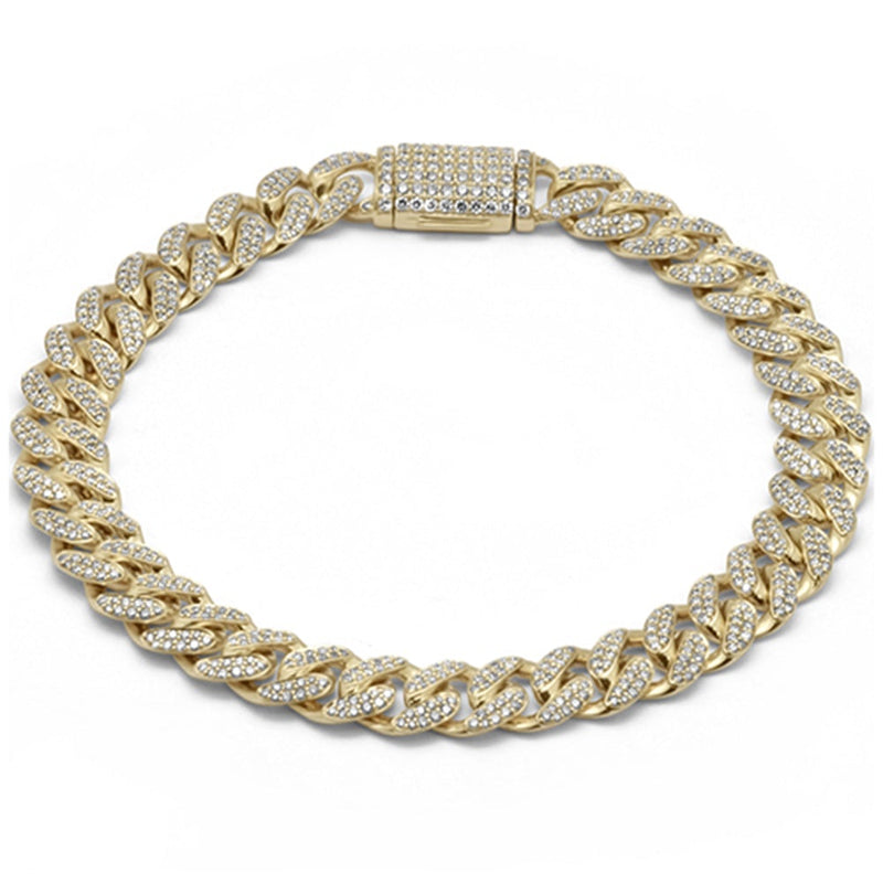 SPECIAL! 9MM 3.24ct G SI 14K Yellow Gold Diamond Round Cuban Bracelet 8"