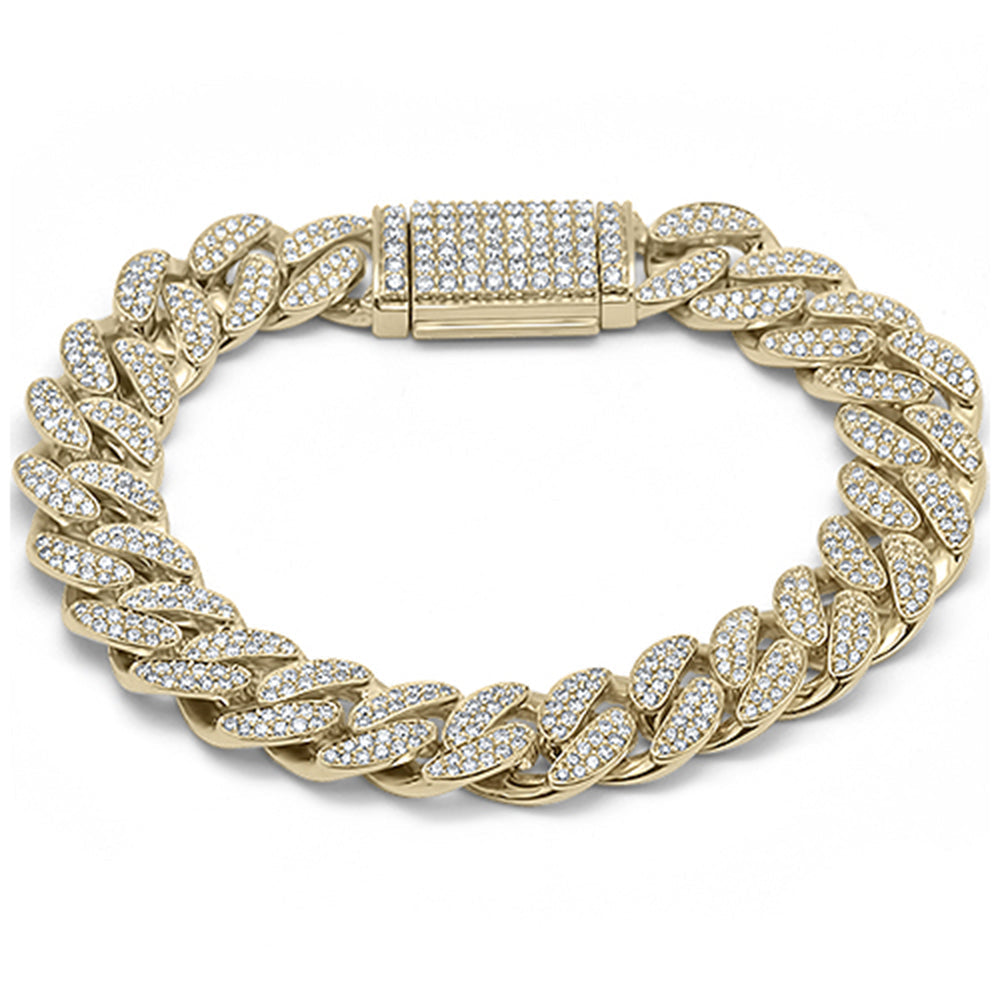 DIAMOND  CLOSEOUT!  15MM 8.26ct G SI 10K Yellow Gold Diamond Round Cuban Link Bracelet 8.5" Long