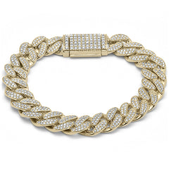 DIAMOND  CLOSEOUT!  15MM 8.26ct G SI 10K Yellow Gold Diamond Round Cuban Link Bracelet 8.5" Long