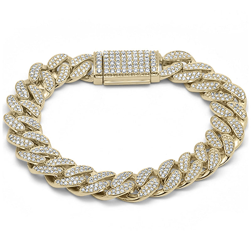DIAMOND  CLOSEOUT!  15MM 8.26ct G SI 10K Yellow Gold Diamond Round Cuban Link Bracelet 8.5" Long