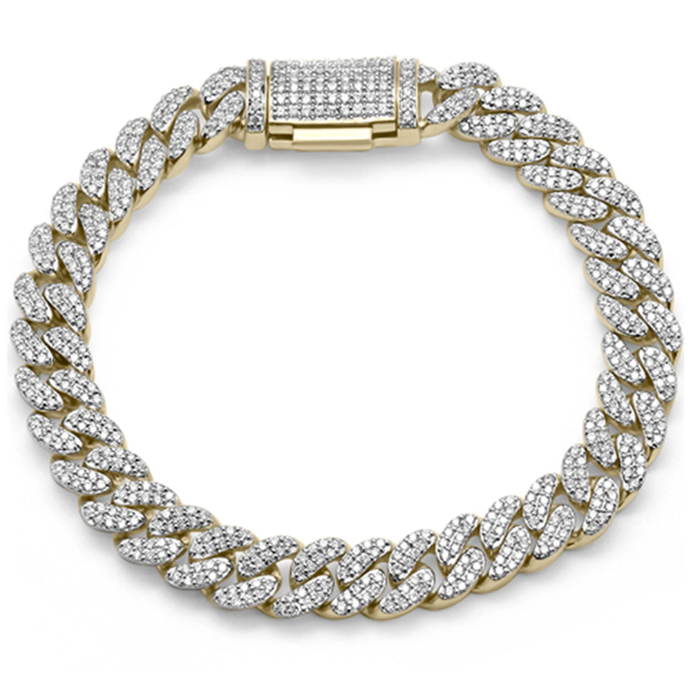 SPECIAL! 9MM 3.79ct G SI 14K Yellow Gold Diamond Micro Pave Cuban Bracelet 8" Long