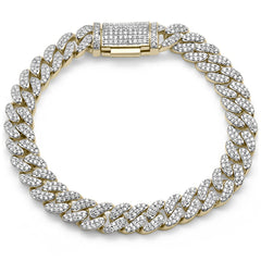 SPECIAL! 9MM 3.79ct G SI 14K Yellow Gold Diamond Micro Pave Cuban Bracelet 8" Long