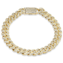SPECIAL!9MM 2.58ct G SI 14K Yellow Gold Diamond Round Cuban Bracelet 8"