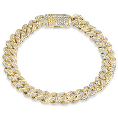 SPECIAL! 9MM 2.64ct G SI 14K Yellow Gold Diamond Round Cuban Bracelet 8"