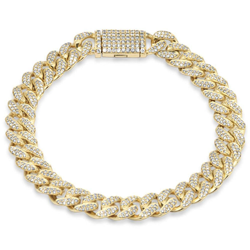SPECIAL!9MM 2.57ct G SI 14K Yellow Gold Diamond Round Cuban Bracelet 8"