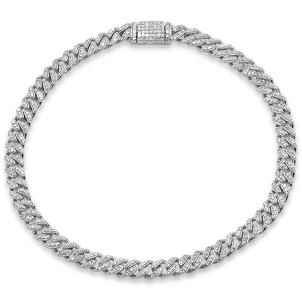 SPECIAL!4MM .75ct G SI 14K White Gold Round Diamond Cuban Bracelet 7"