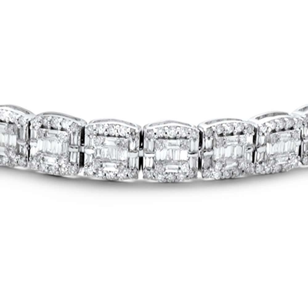 DIAMOND CLOSEOUT!  7mm 5.45ct G SI 14K White Gold Baguette & Round Diamond Bracelet 8"