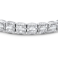 DIAMOND CLOSEOUT!  7mm 5.45ct G SI 14K White Gold Baguette & Round Diamond Bracelet 8"