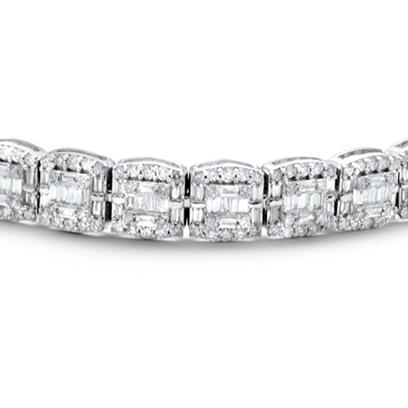 DIAMOND CLOSEOUT!  7mm 5.45ct G SI 14K White Gold Baguette & Round Diamond Bracelet 8"