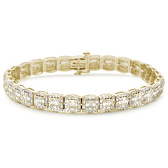 SPECIAL! 3.35ct G SI 14K Yellow Gold Baguette & Round Diamond Bracelet 7"
