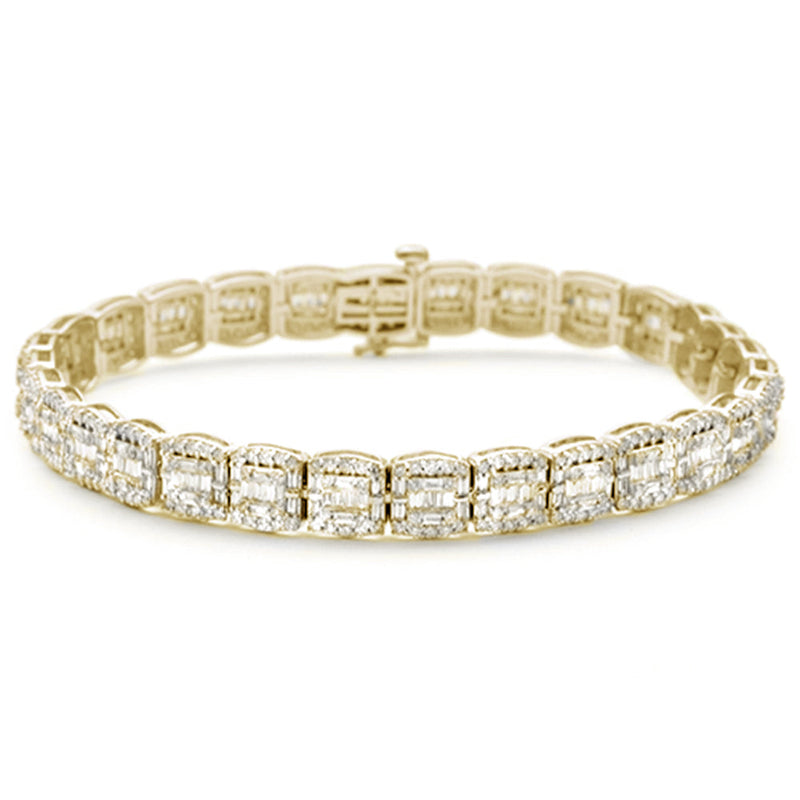 SPECIAL! 3.35ct G SI 14K Yellow Gold Baguette & Round Diamond Bracelet 7"