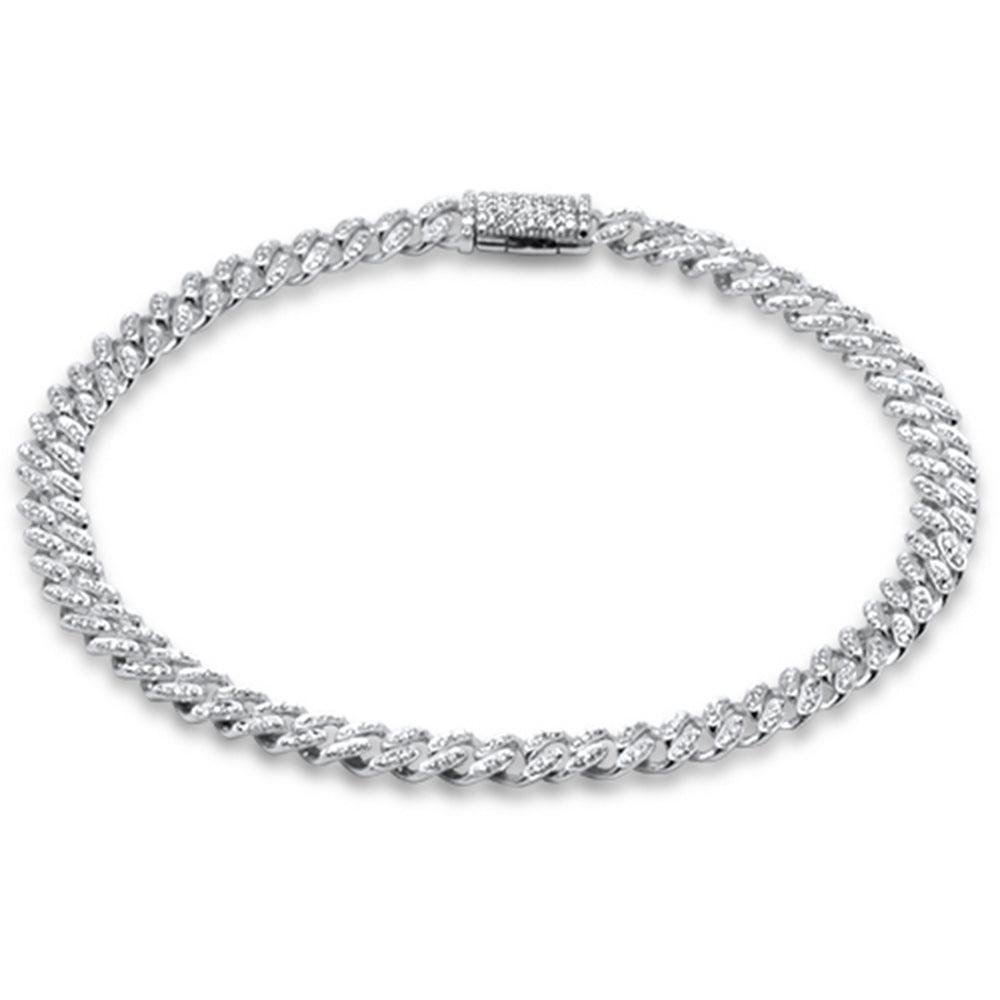 SPECIAL! 5mm .70ct G SI 14K White Gold Round Diamond Cuban Link Chain Bracelet 8" Long