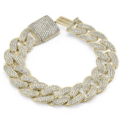 DIAMOND CLOSEOUT! 18mm 13.04ct G SI 14K Yellow Gold Diamond Cuban Link Bracelet 8.5"