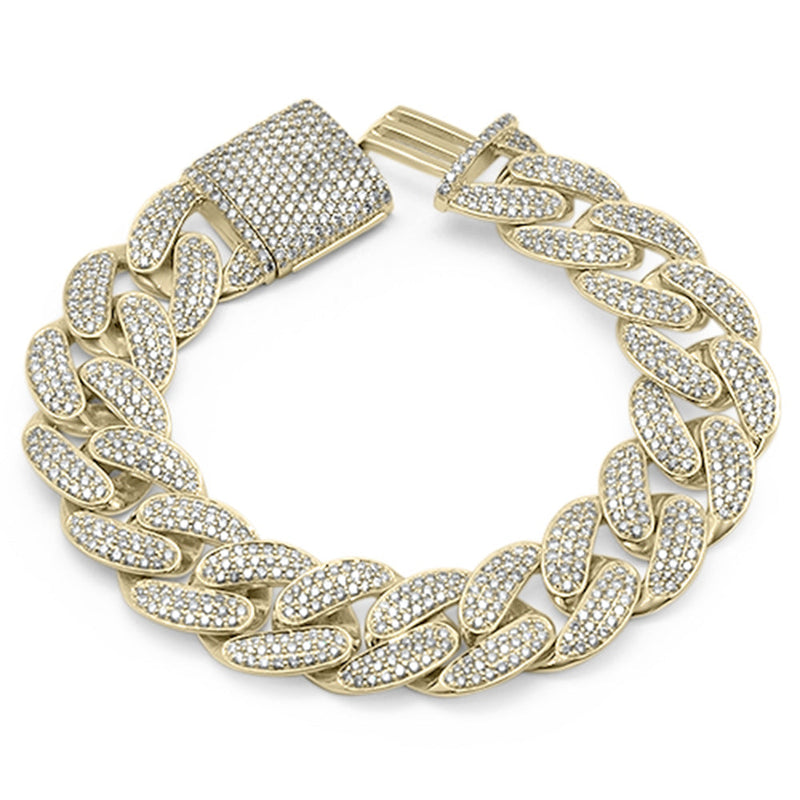 DIAMOND CLOSEOUT! 18mm 13.04ct G SI 14K Yellow Gold Diamond Cuban Link Bracelet 8.5"
