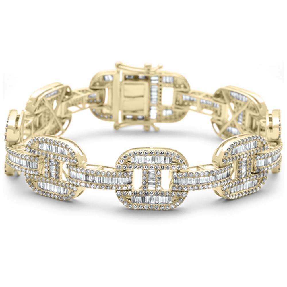 DIAMOND CLOSEOUT!  11.12ct G SI 14K Yellow Gold Baguette & Round Diamond Bracelet 8.5"