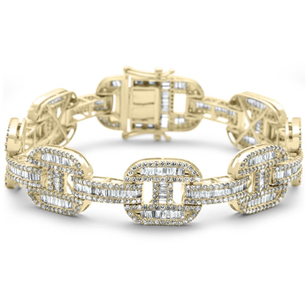 DIAMOND CLOSEOUT!  10.9ct G SI 14K Yellow Gold Baguette & Round Diamond Bracelet 8"