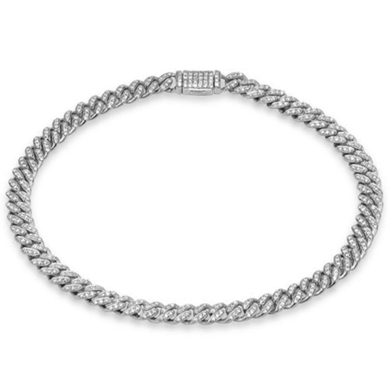 SPECIAL! 6mm .85ct G SI 14K White Gold Diamond Round Cuban Bracelet 7"