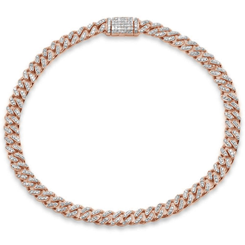 SPECIAL! 4MM 0.67ct G SI 14K Rose Gold Diamond Round Cuban Bracelet 7"