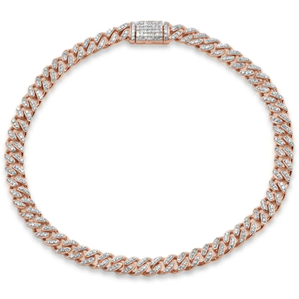 SPECIAL! 4MM 0.70ct G SI 14K Rose Gold Diamond Round Cuban Bracelet 6.5"
