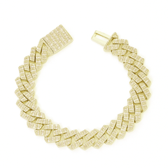 DIAMOND  CLOSEOUT!  15MM 8.85ct G SI 14K Yellow Gold Diamond Baguette & Round Bracelet 8.5"