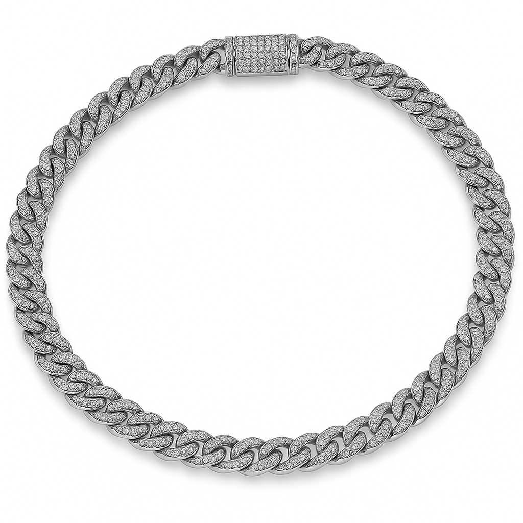 SPECIAL! 4MM .82ct 14K White Gold Diamond Round Cuban Bracelet 8"