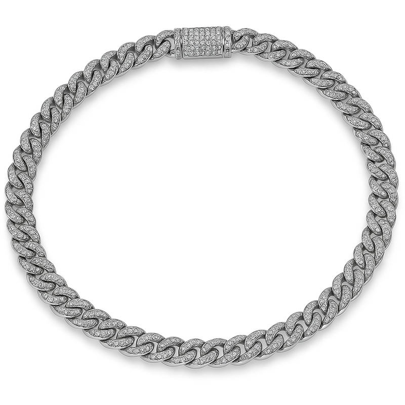 SPECIAL! 4MM .82ct 14K White Gold Diamond Round Cuban Bracelet 8"