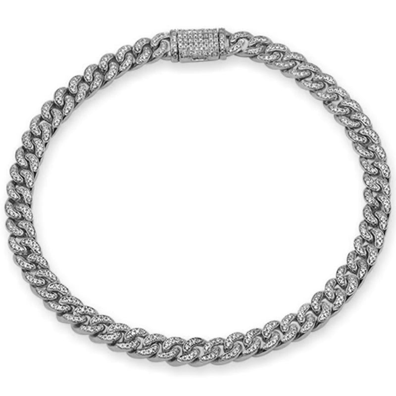 SPECIAL! 6MM .86ct G SI 14K White Gold  Diamond Round Cuban Bracelet 7"