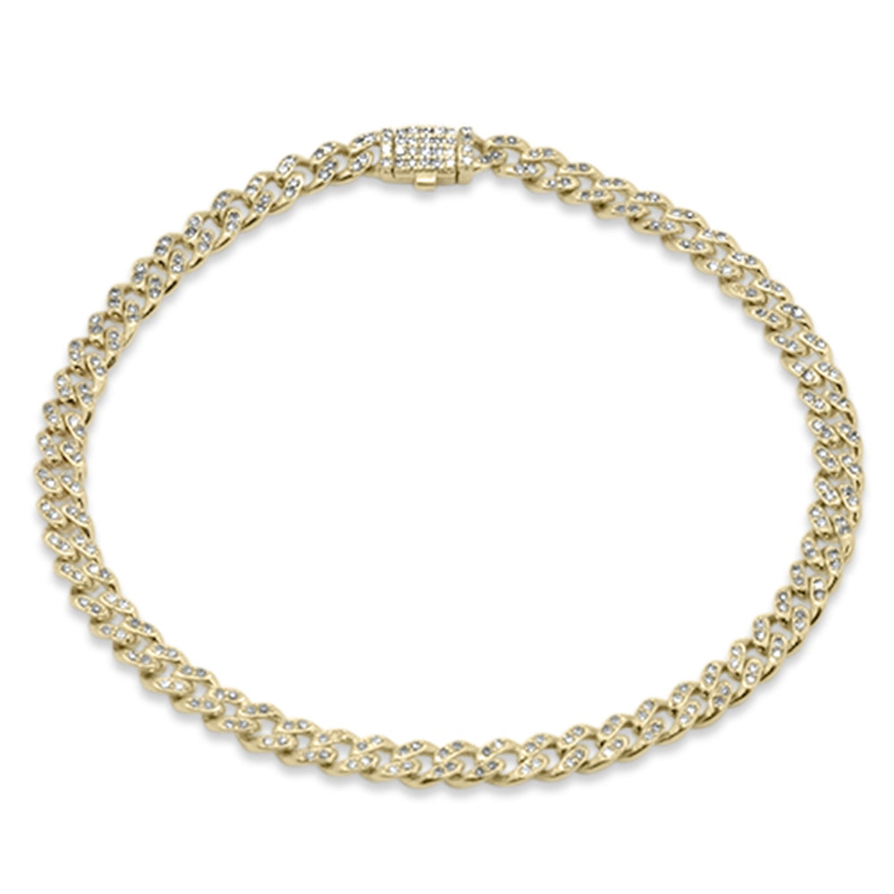 DIAMOND CLOSEOUT!   4mm .71ct G SI 14K Yellow Gold Diamond Round Cuban Bracelet 8"