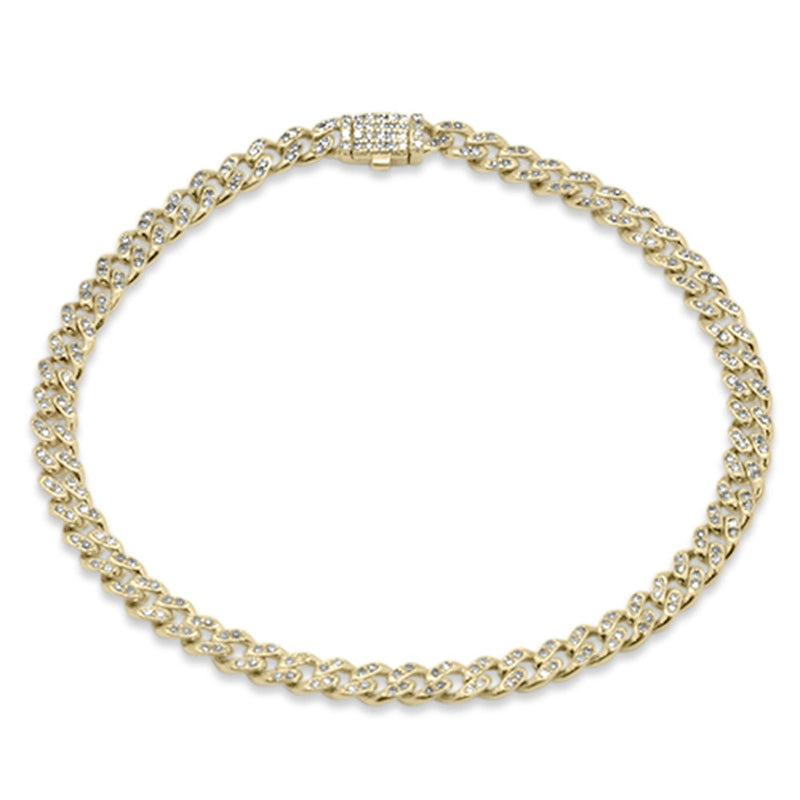 DIAMOND CLOSEOUT!   4mm .71ct G SI 14K Yellow Gold Diamond Round Cuban Bracelet 8"
