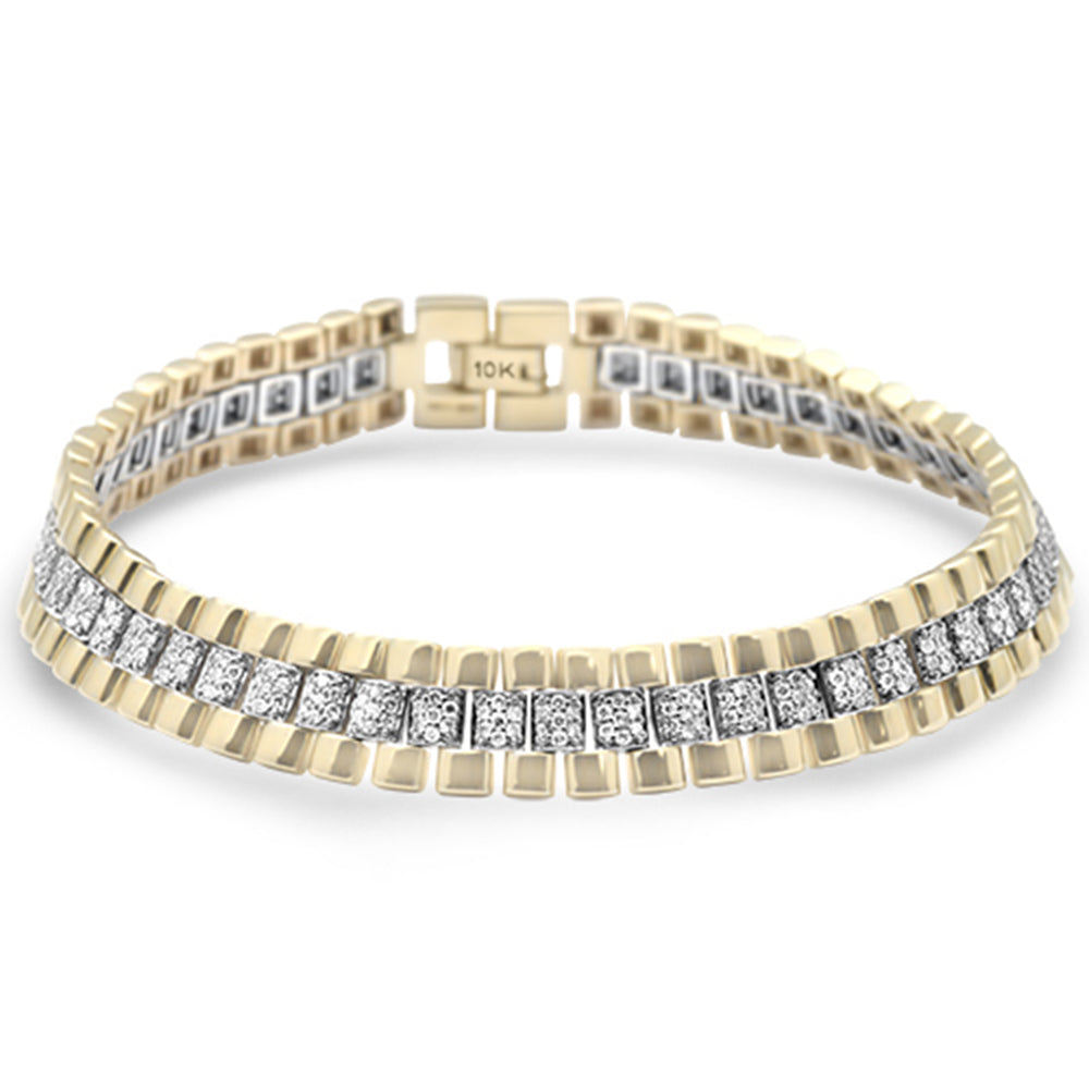 DIAMOND  CLOSEOUT!  1.94ct G SI 10KT White & Yellow Two Tone Diamond Men's Custom Iced Out Bracelet 8.5"