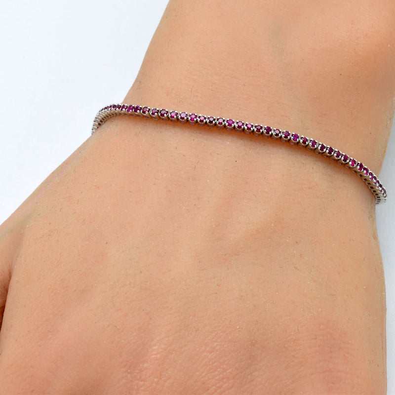 SPECIAL! 1.55ct G SI 14K White Gold Natural Ruby Tennis Bracelet 7"