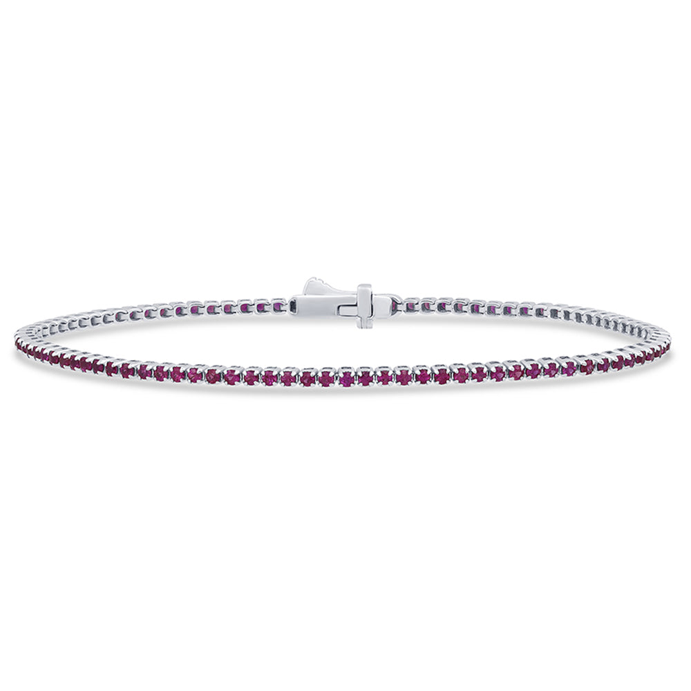 SPECIAL! 1.55ct G SI 14K White Gold Natural Ruby Tennis Bracelet 7"