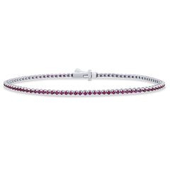 SPECIAL! 1.55ct G SI 14K White Gold Natural Ruby Tennis Bracelet 7"