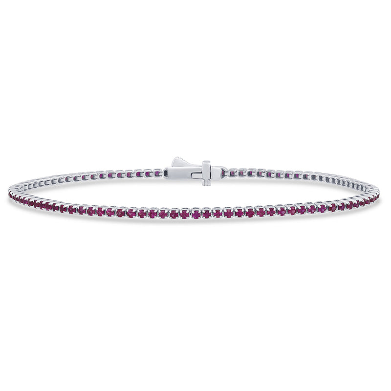 SPECIAL! 1.55ct G SI 14K White Gold Natural Ruby Tennis Bracelet 7"