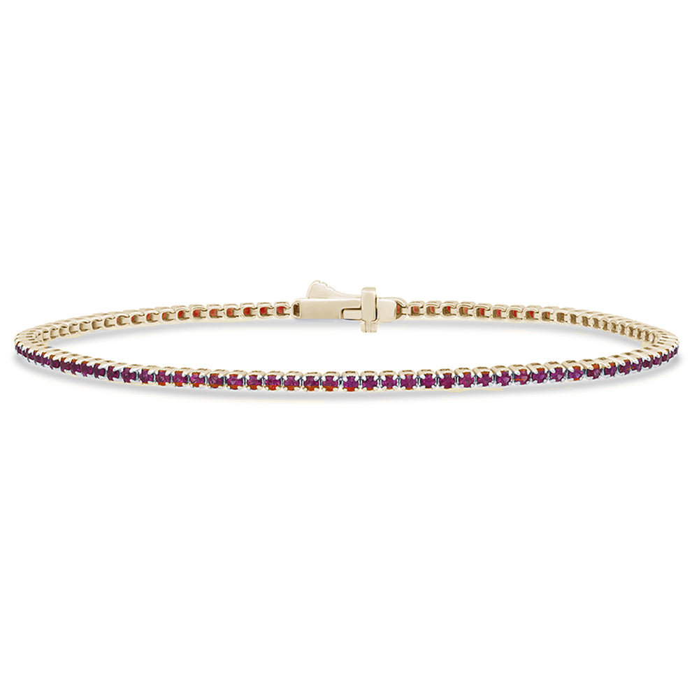 SPECIAL! 1.59ct G SI 14K Yellow Gold Natural Ruby Tennis Bracelet 7"