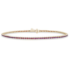 SPECIAL! 1.59ct G SI 14K Yellow Gold Natural Ruby Tennis Bracelet 7"