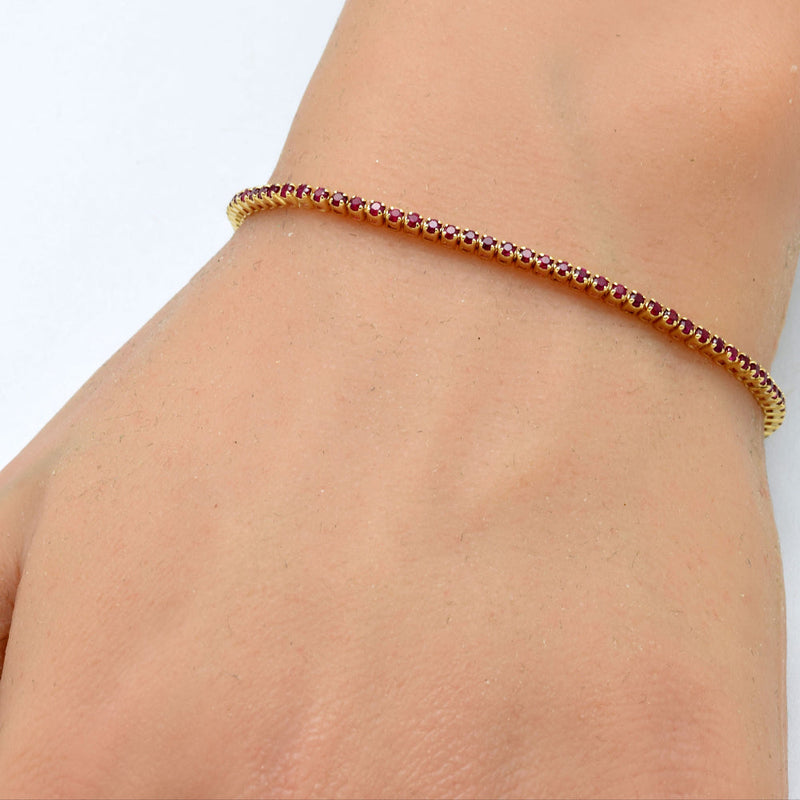 SPECIAL! 1.51ct G SI 14K Yellow Gold Natural Ruby Tennis Bracelet 7"