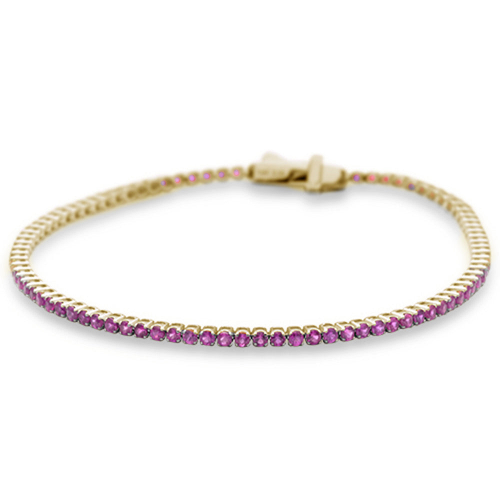 SPECIAL!2.60ct G SI 14K Yellow Gold Natural Ruby Tennis Bracelet 7"