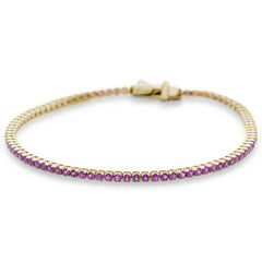 SPECIAL!2.60ct G SI 14K Yellow Gold Natural Ruby Tennis Bracelet 7"
