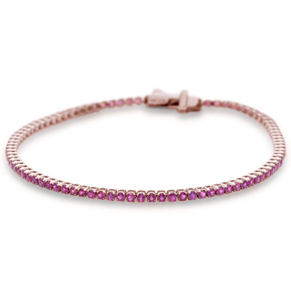 SPECIAL! 2.97ct G SI 14K Rose Gold Natural Ruby Tennis Bracelet 7"