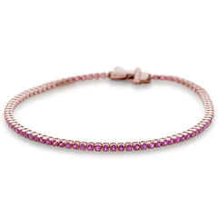 SPECIAL! 2.97ct G SI 14K Rose Gold Natural Ruby Tennis Bracelet 7"