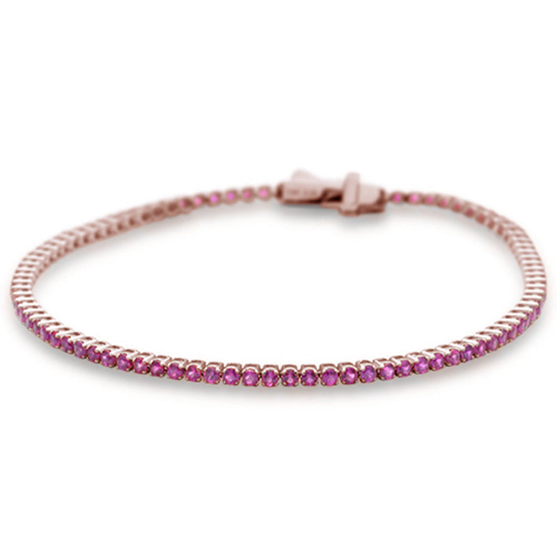 SPECIAL! 2.97ct G SI 14K Rose Gold Natural Ruby Tennis Bracelet 7"
