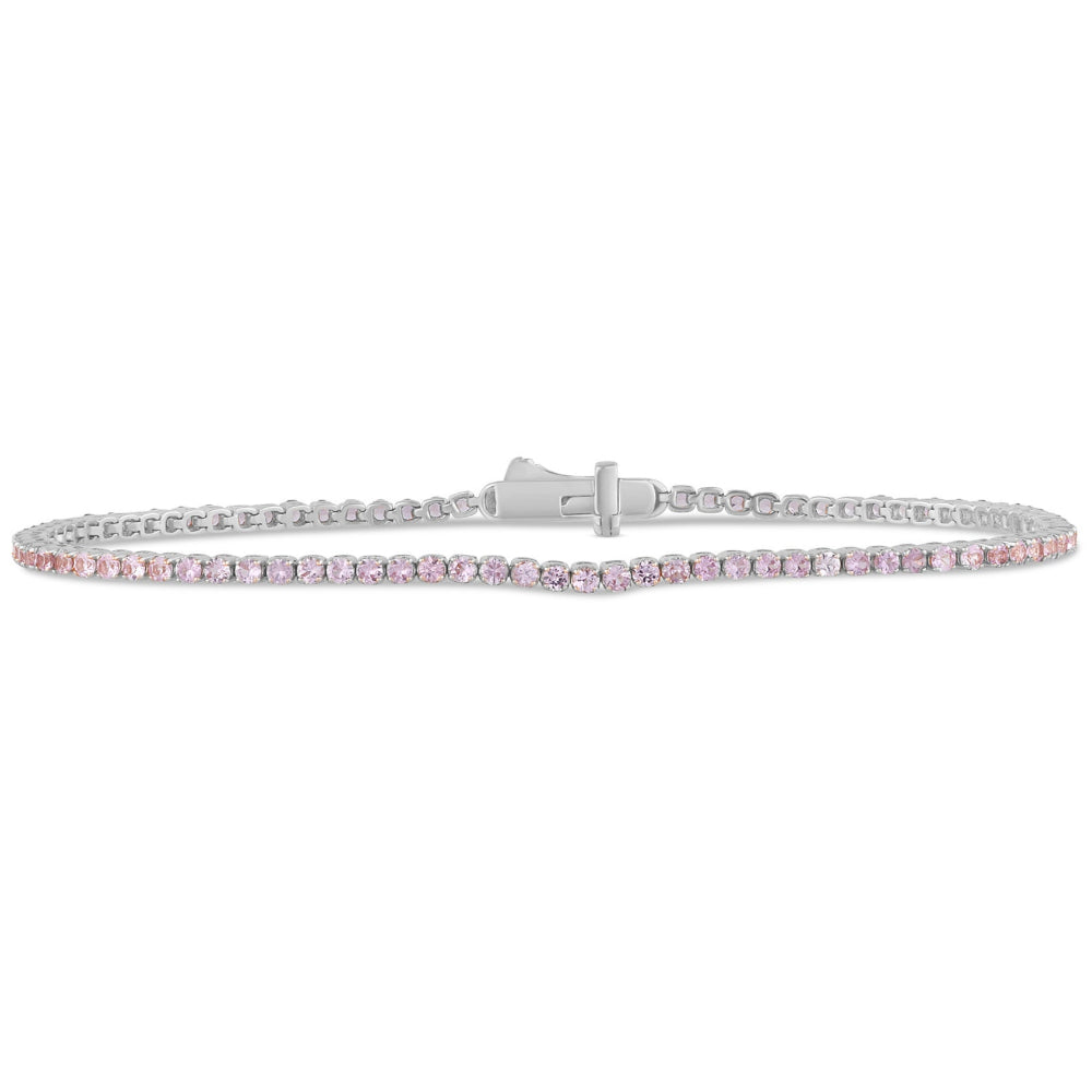 SPECIAL! 2.25ct G SI 14K White Gold Natural Pink Sapphire Tennis Bracelet 7"