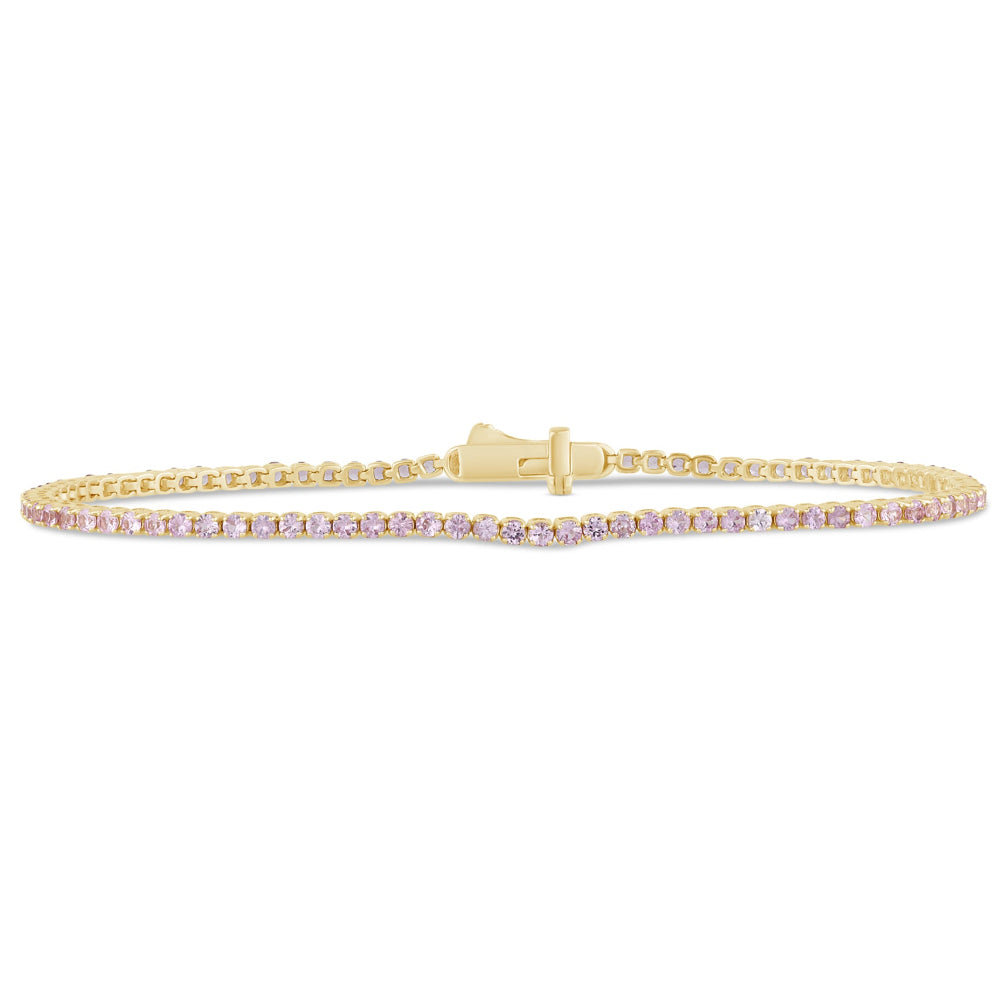 SPECIAL!! 2.12ct G SI 14K Yellow Gold Natural Pink Sapphire Tennis Bracelet 7"