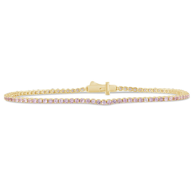 SPECIAL!! 2.69ct G SI 14K Yellow Gold Natural Pink Sapphire Tennis Bracelet 7"
