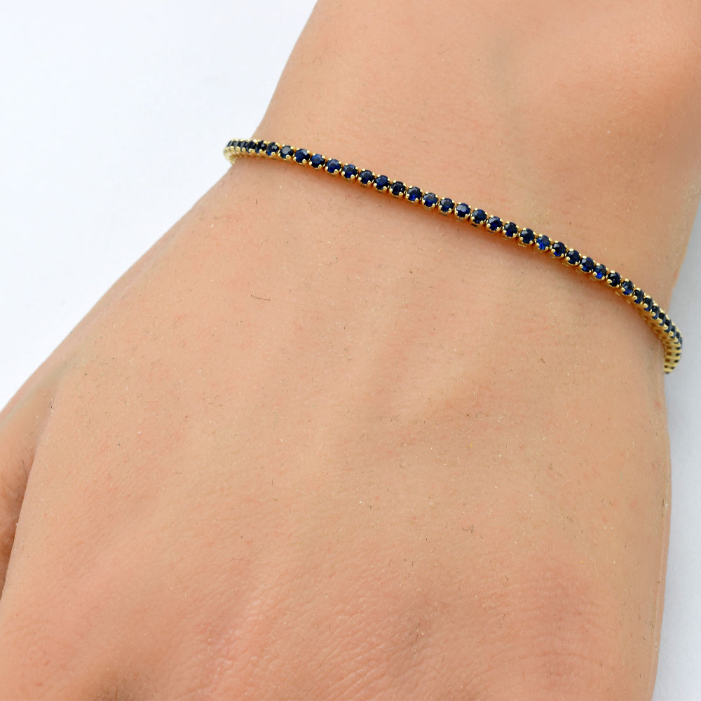 SPECIAL! 2.22ct G SI 14K White Gold Natural Blue Sapphire Tennis Bracelet 7"