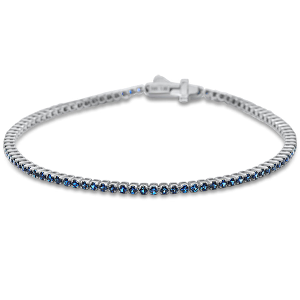 SPECIAL! 3.56ct G SI 14K White Gold Natural Blue Sapphire Tennis Bracelet 7"