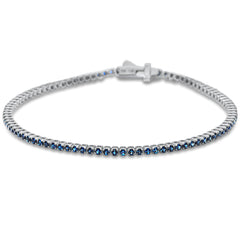 SPECIAL! 3.56ct G SI 14K White Gold Natural Blue Sapphire Tennis Bracelet 7"