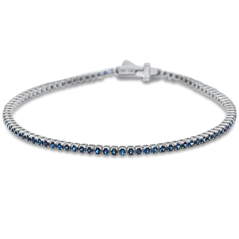 SPECIAL! 3.56ct G SI 14K White Gold Natural Blue Sapphire Tennis Bracelet 7"